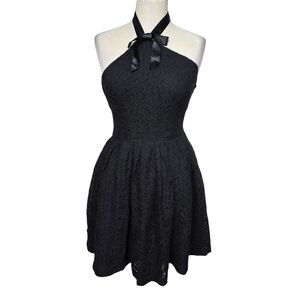 Rodarte For Target Black Bow Halter Sleeveless Mini Side Zip Dress S